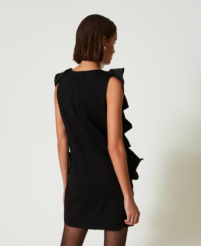 Scee by twin set Abito corto con volant in georgette Black Friday Prezzi