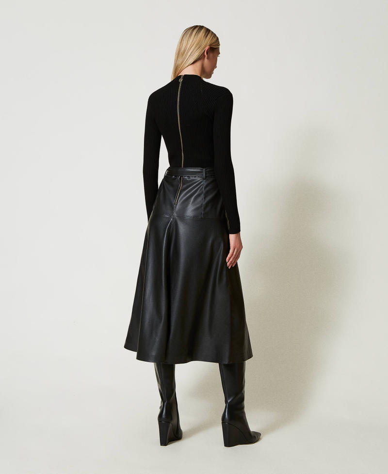Scee by twin set Abito longuette in maglia e tessuto spalmato Spedizione Gratuita