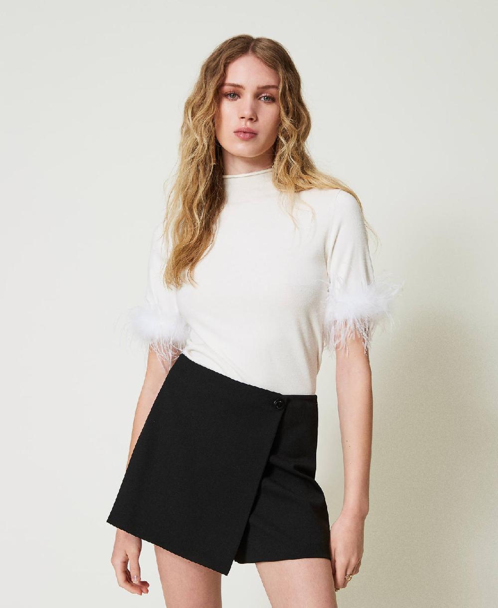 Scee by twin set Maglia lupetto con piume Pezzi Unici