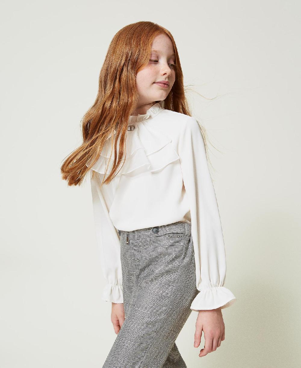 Scee by twin set Blusa in crêpe de Chine con jabot Prezzo Ridotto