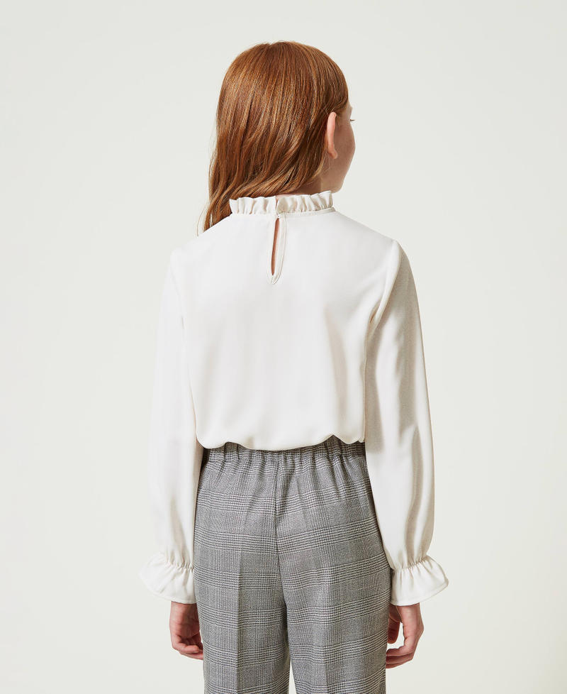 Scee by twin set Blusa in crêpe de Chine con jabot Prezzo Ridotto