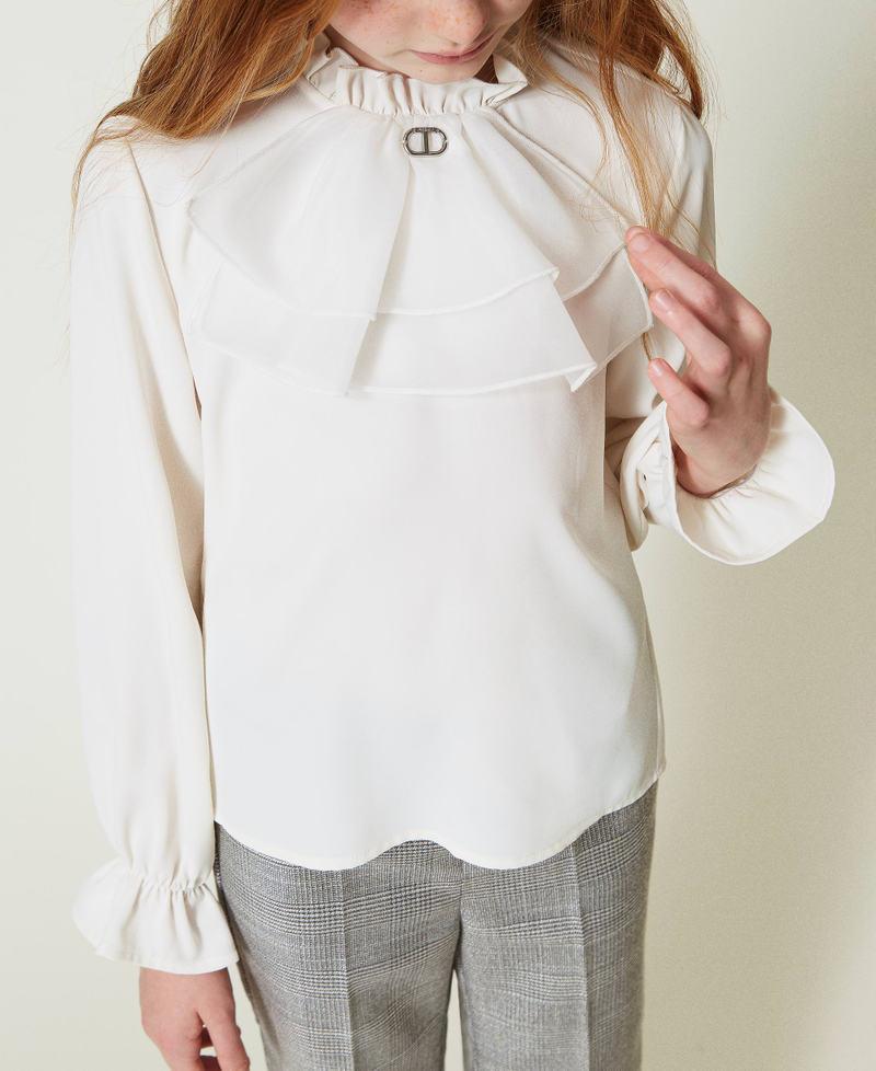 Scee by twin set Blusa in crêpe de Chine con jabot Prezzo Ridotto