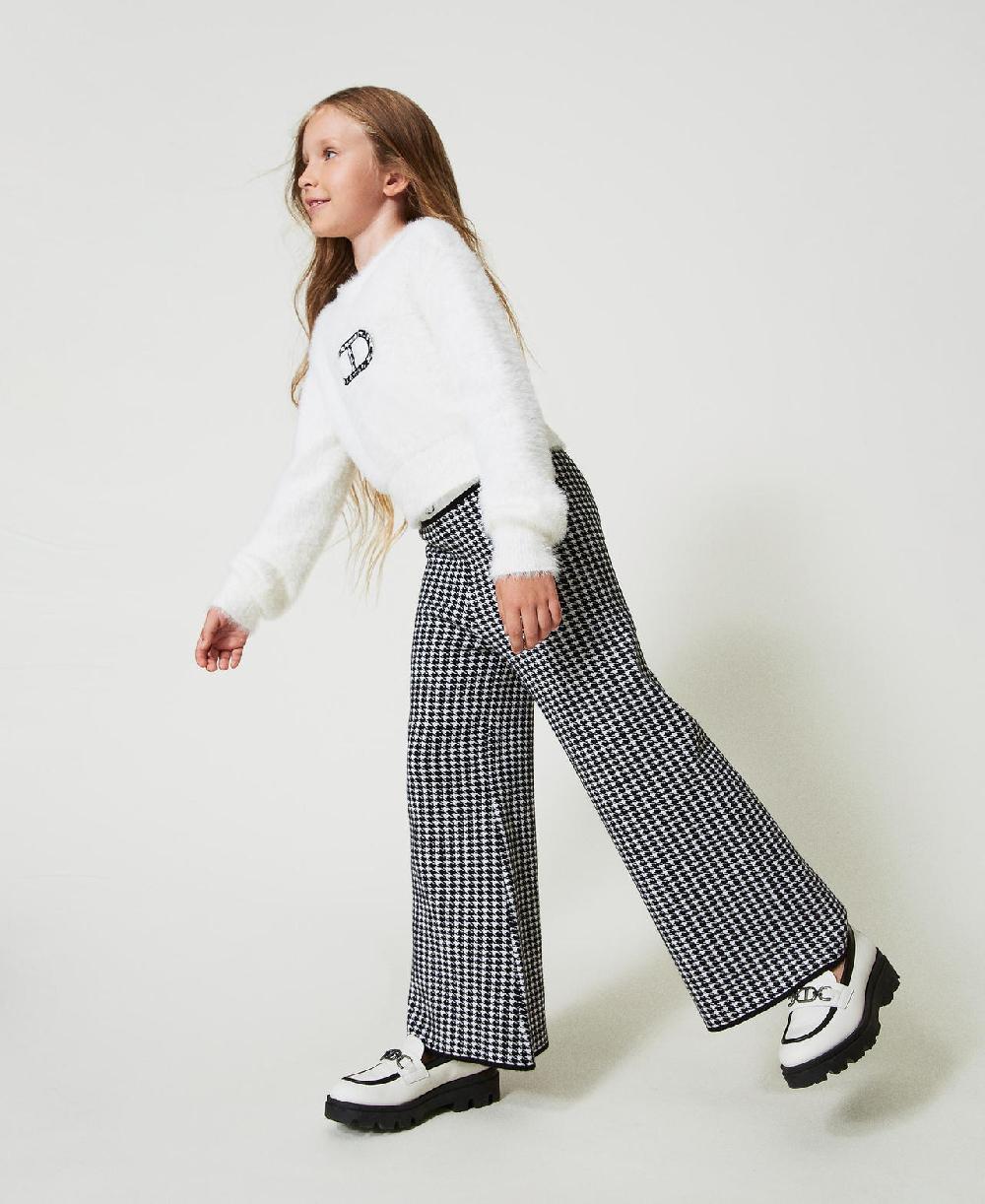 Scee by twin set Pantaloni in maglia jacquard pied de poule Sottocosto