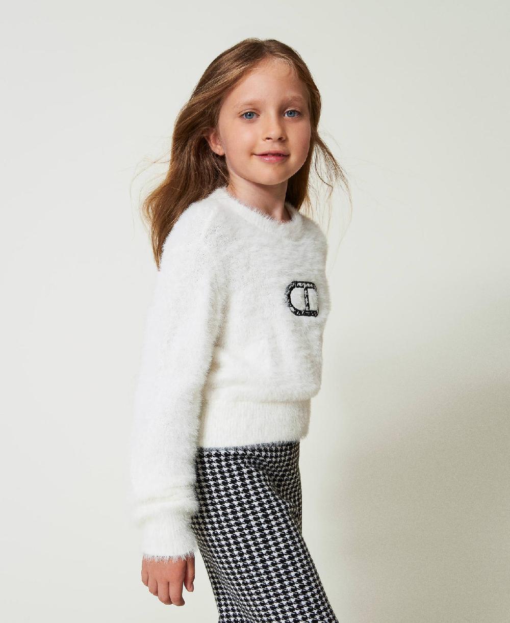 Scee by twin set Maglia effetto pelliccia con logo Oval T Presa