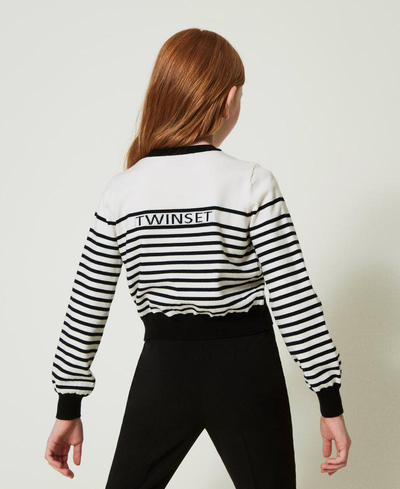 Scee by twin set Cardigan a righe con logo jacquard Online
