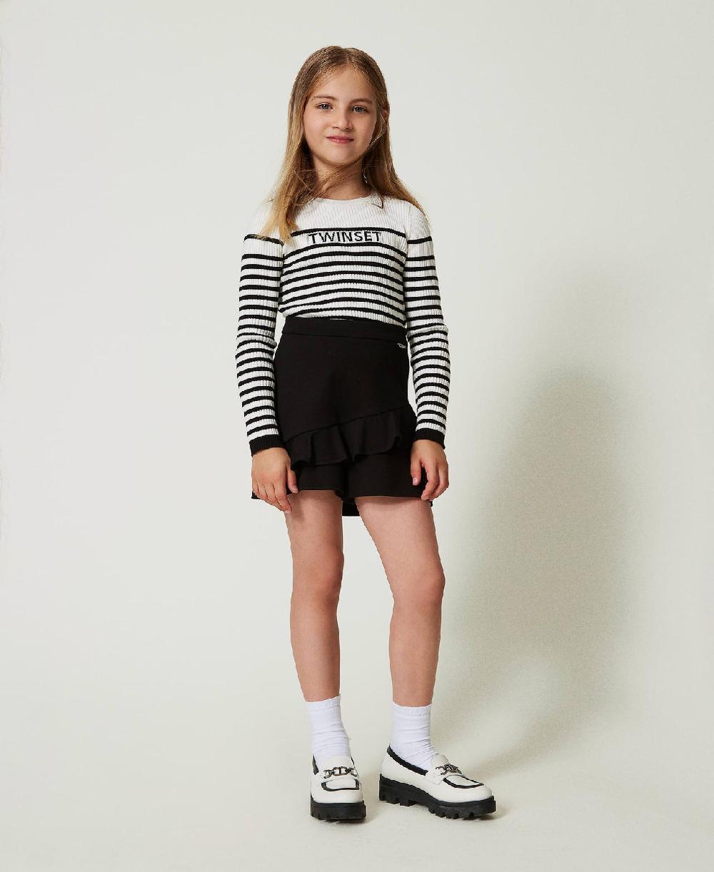 Scee by twin set Maglia girocollo a righe con logo jacquard Outlet