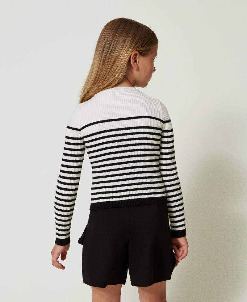 Scee by twin set Maglia girocollo a righe con logo jacquard Outlet
