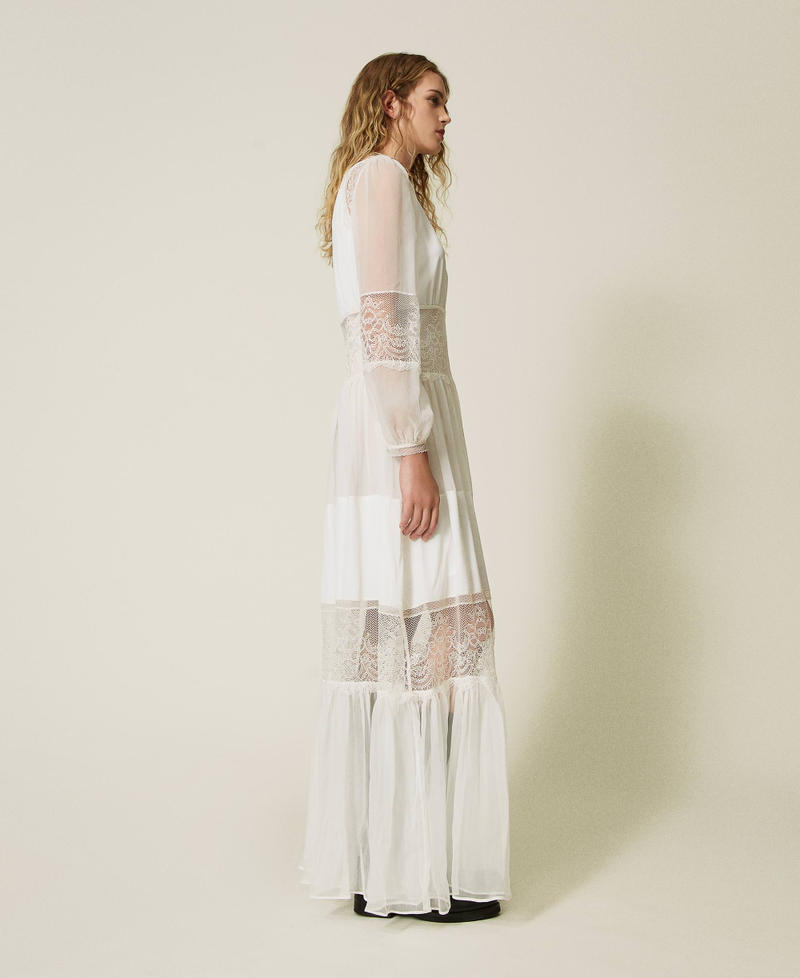 Scee by twin set Abito in creponne di seta con pizzo Vendita Calda