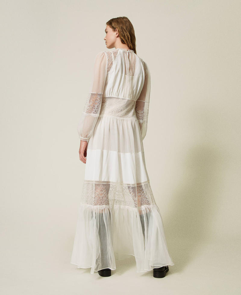 Scee by twin set Abito in creponne di seta con pizzo Vendita Calda