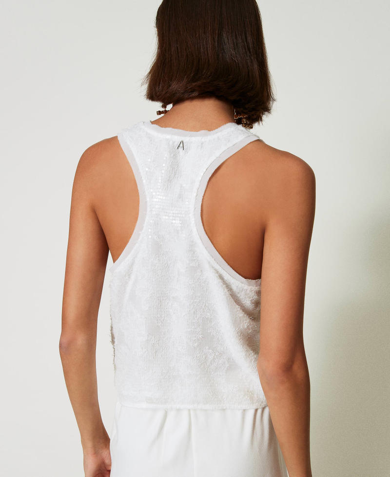 Scee by twin set Top a canotta in full paillettes Nuova