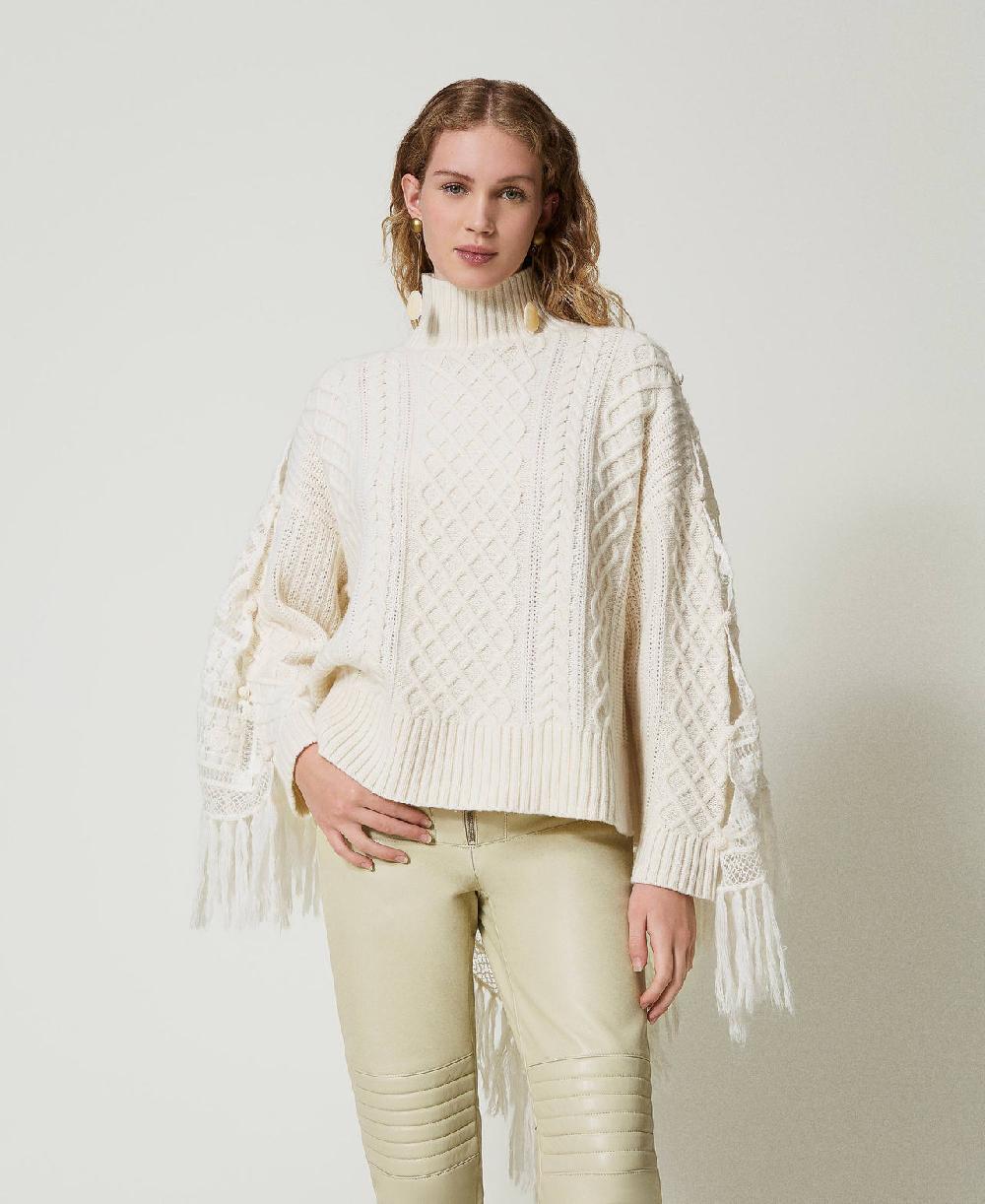 Scee by twin set Maxi maglia in misto lana con stola Moda
