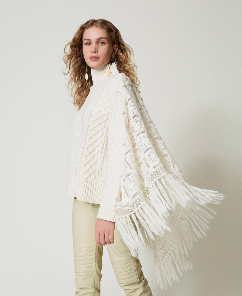Scee by twin set Maxi maglia in misto lana con stola Moda