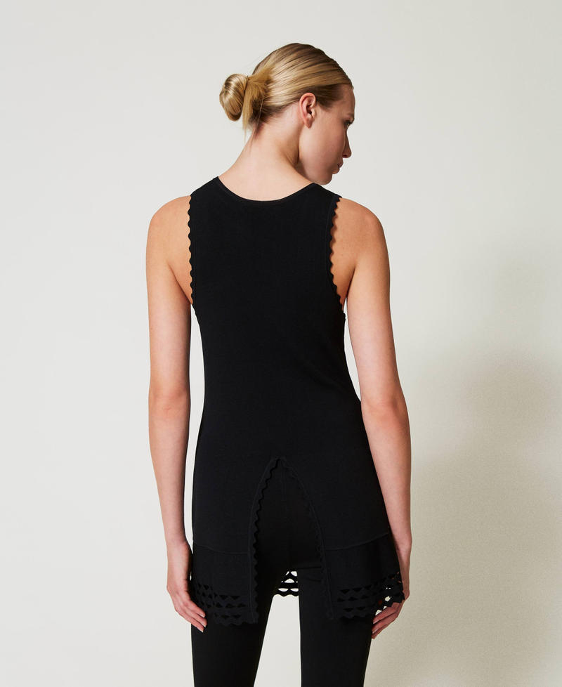 Scee by twin set Top doppio uso in maglia con trafori Spedizione Gratuita