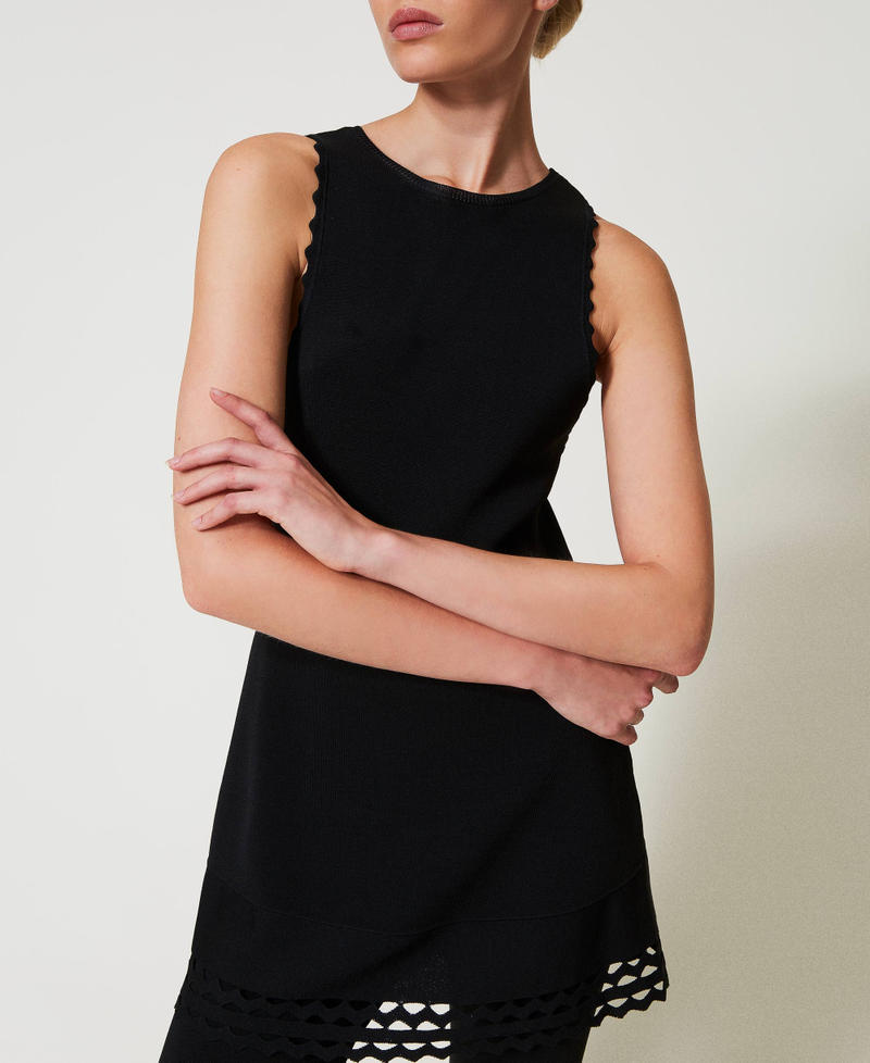 Scee by twin set Top doppio uso in maglia con trafori Spedizione Gratuita