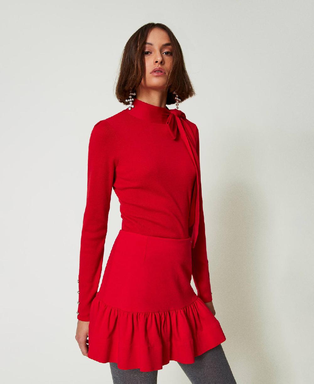 Scee by twin set Maglia lupetto con fiocco e ricamo Sottocosto