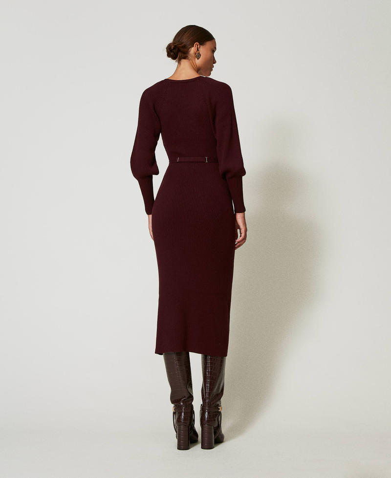 Scee by twin set Abito lungo in maglia a costine con cintura Sconto