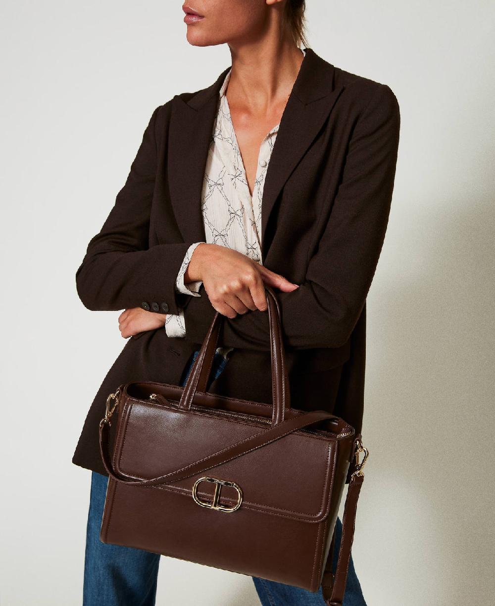 Scee by twin set Borsa shopper ‘Brera’ con apertura Oval T
