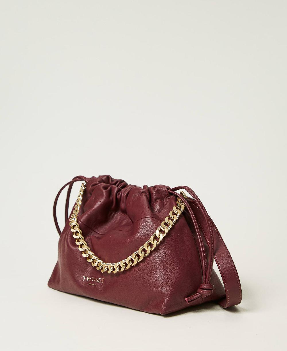 Scee by twin set Borsa a tracolla in pelle con coulisse Qualità