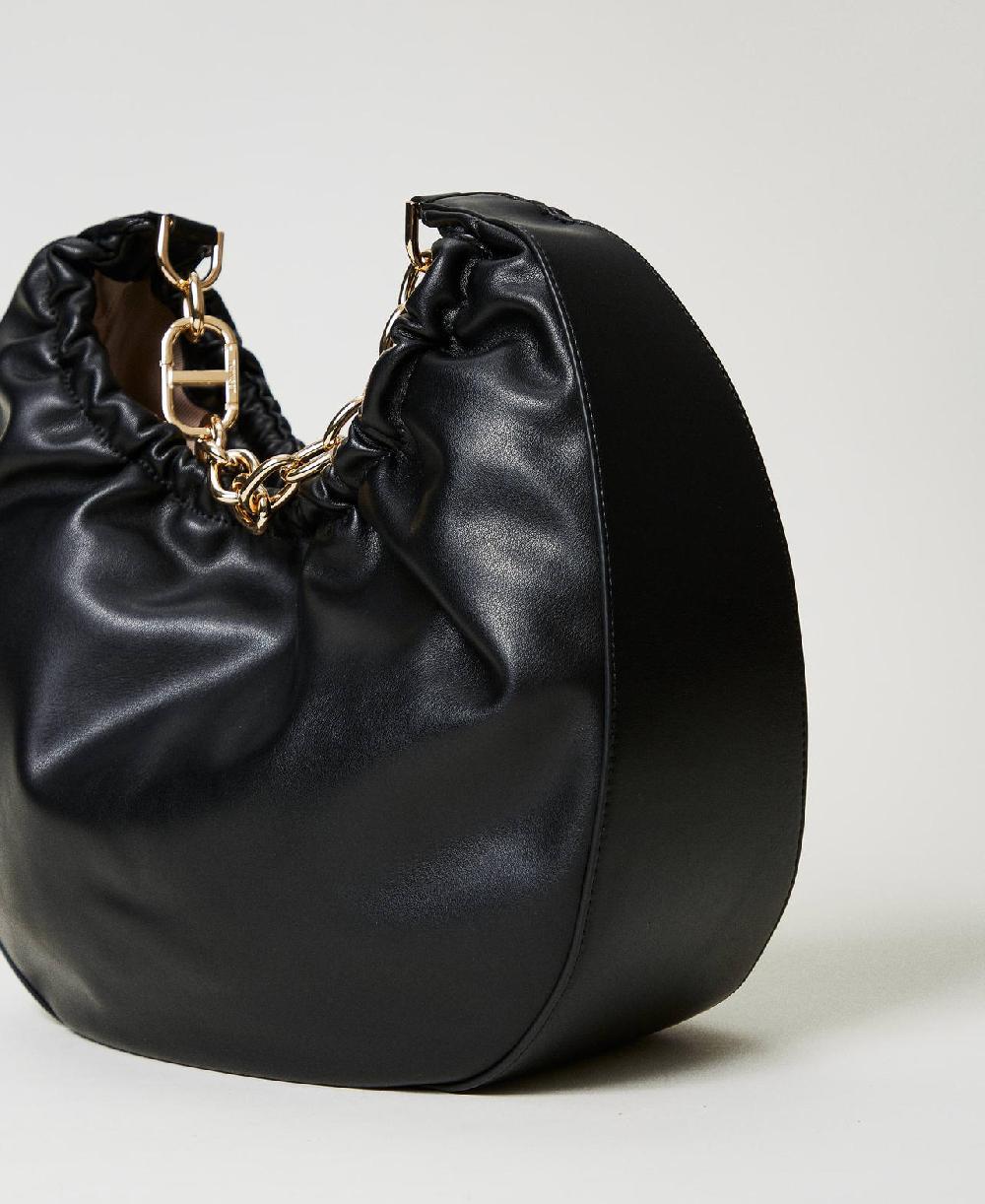 Scee by twin set Borsa hobo ‘Croissant’ con arricciatura e Oval T Consegna Veloce
