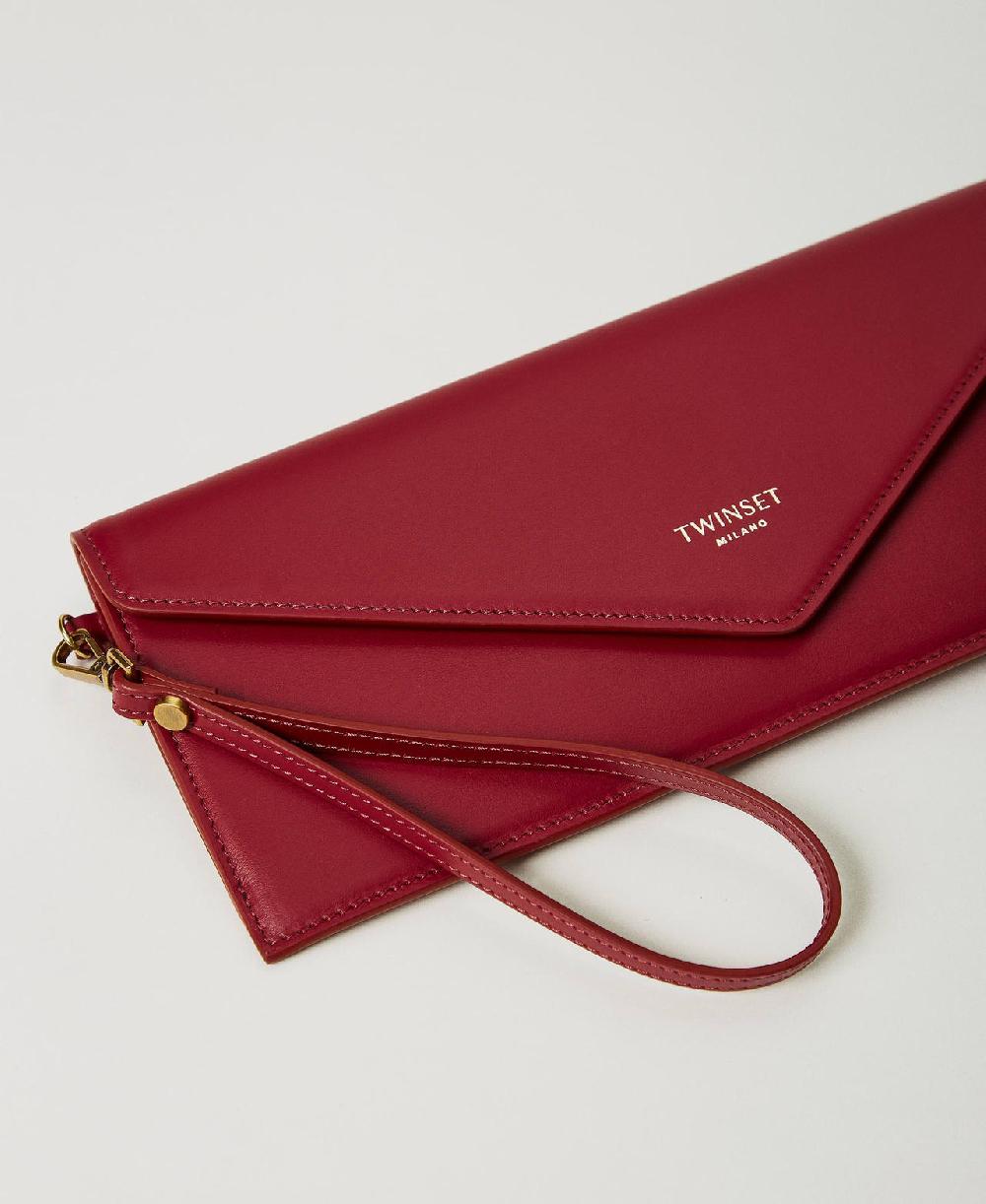 Scee by twin set Clutch in pelle con logo Fino Al -60%