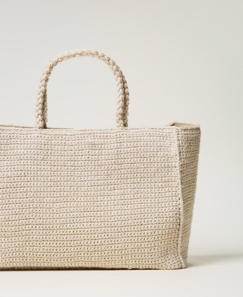 Scee by twin set Borsa shopper 'Bohémienne' tricot con logo Sconto