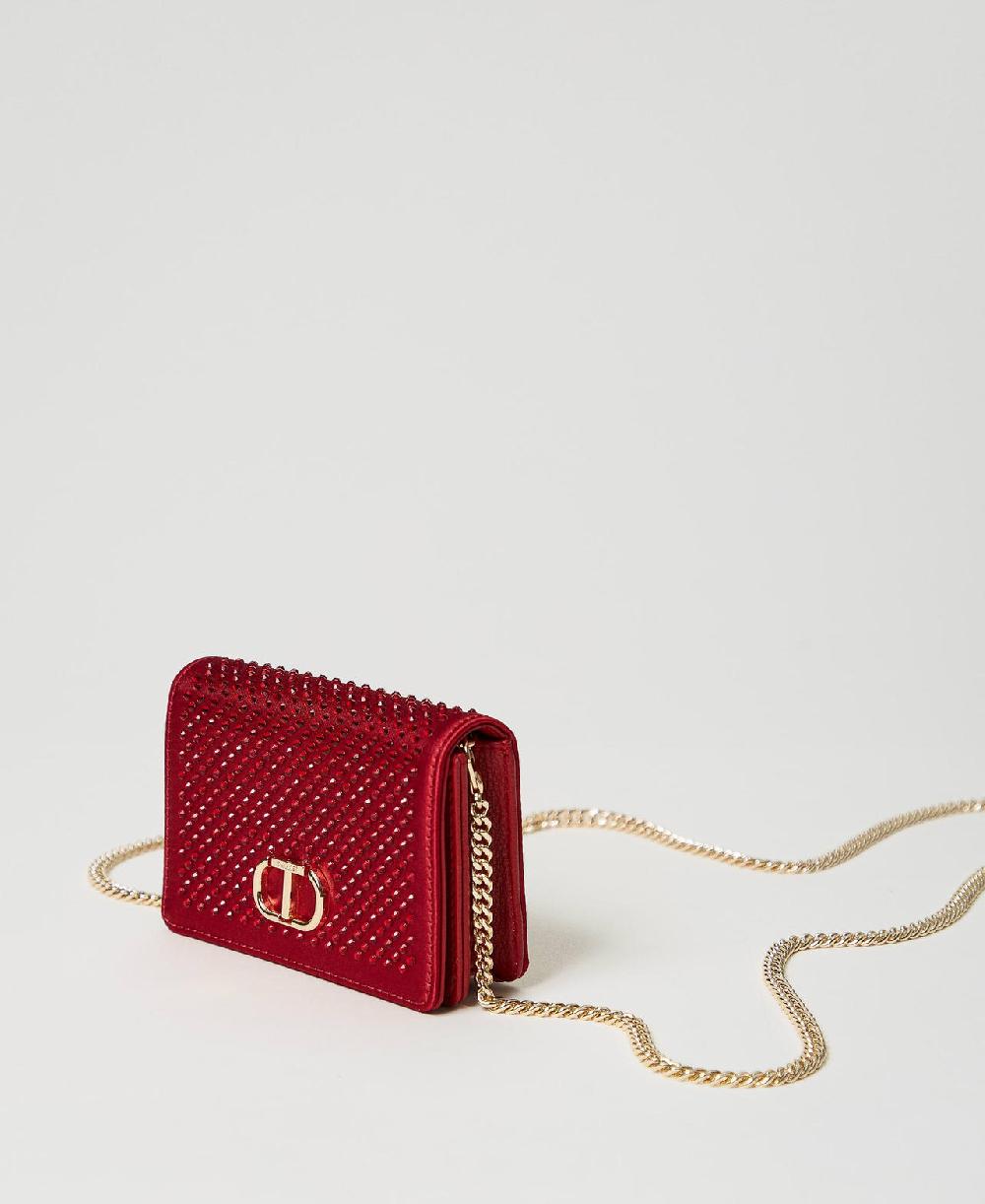 Scee by twin set Mini borsa a tracolla in raso con strass Hotsell