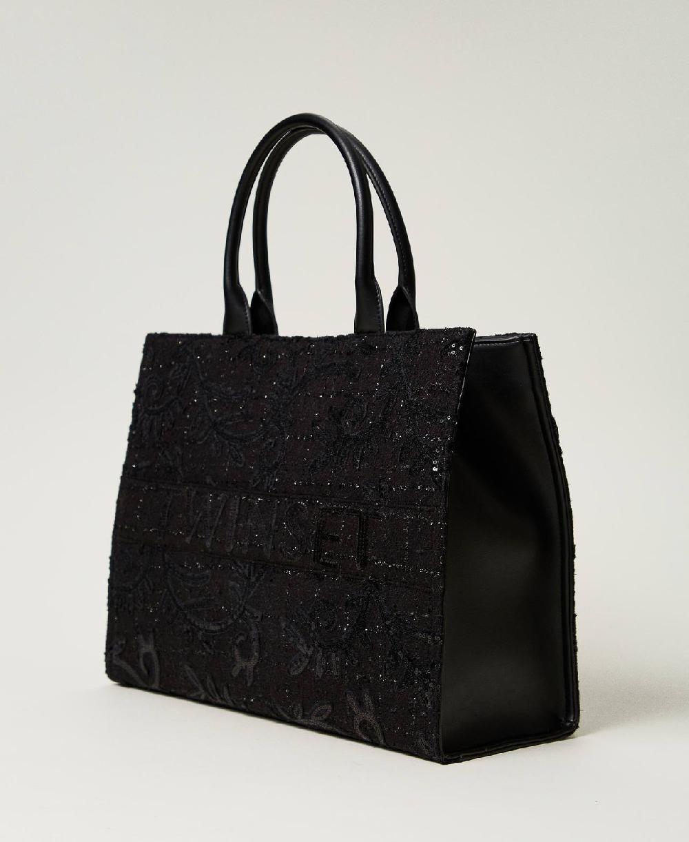 Scee by twin set Borsa shopper 'Victoria' con ricamo e logo Moda