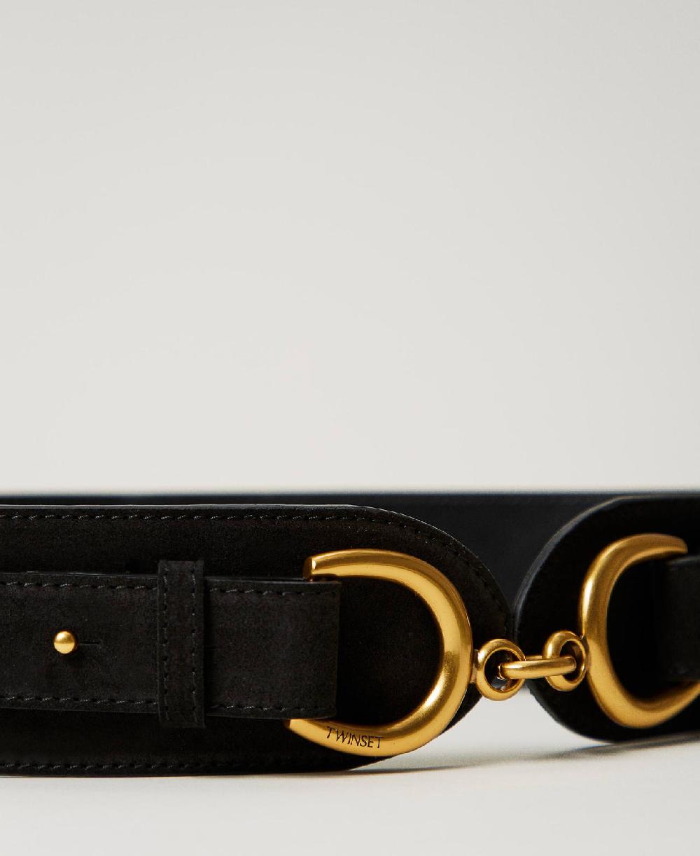 Scee by twin set Cintura in pelle con morsetto Outlet