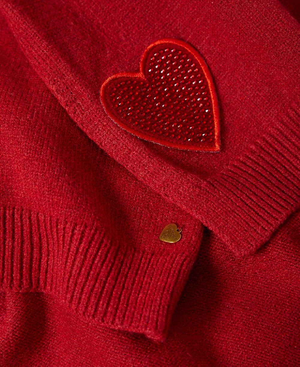 Scee by twin set Sciarpa in maglia con patch a cuore In Vendita