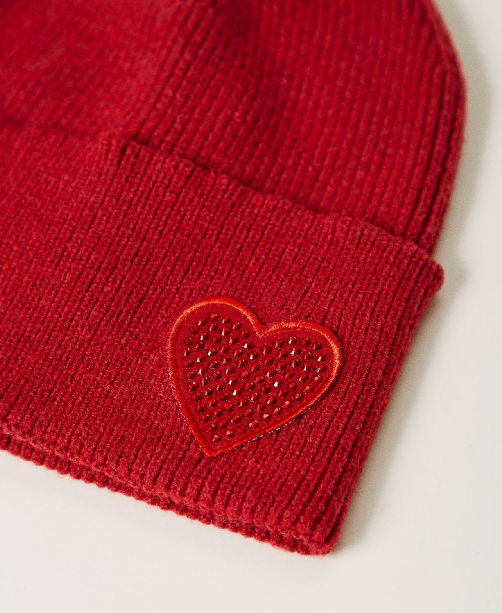 Scee by twin set Berretto in maglia con patch a cuore Vendite Flash
