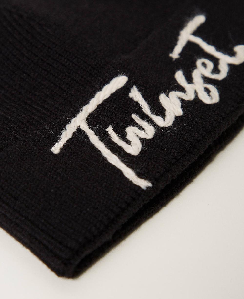 Scee by twin set Cuffia in maglia con ricamo logo Moda
