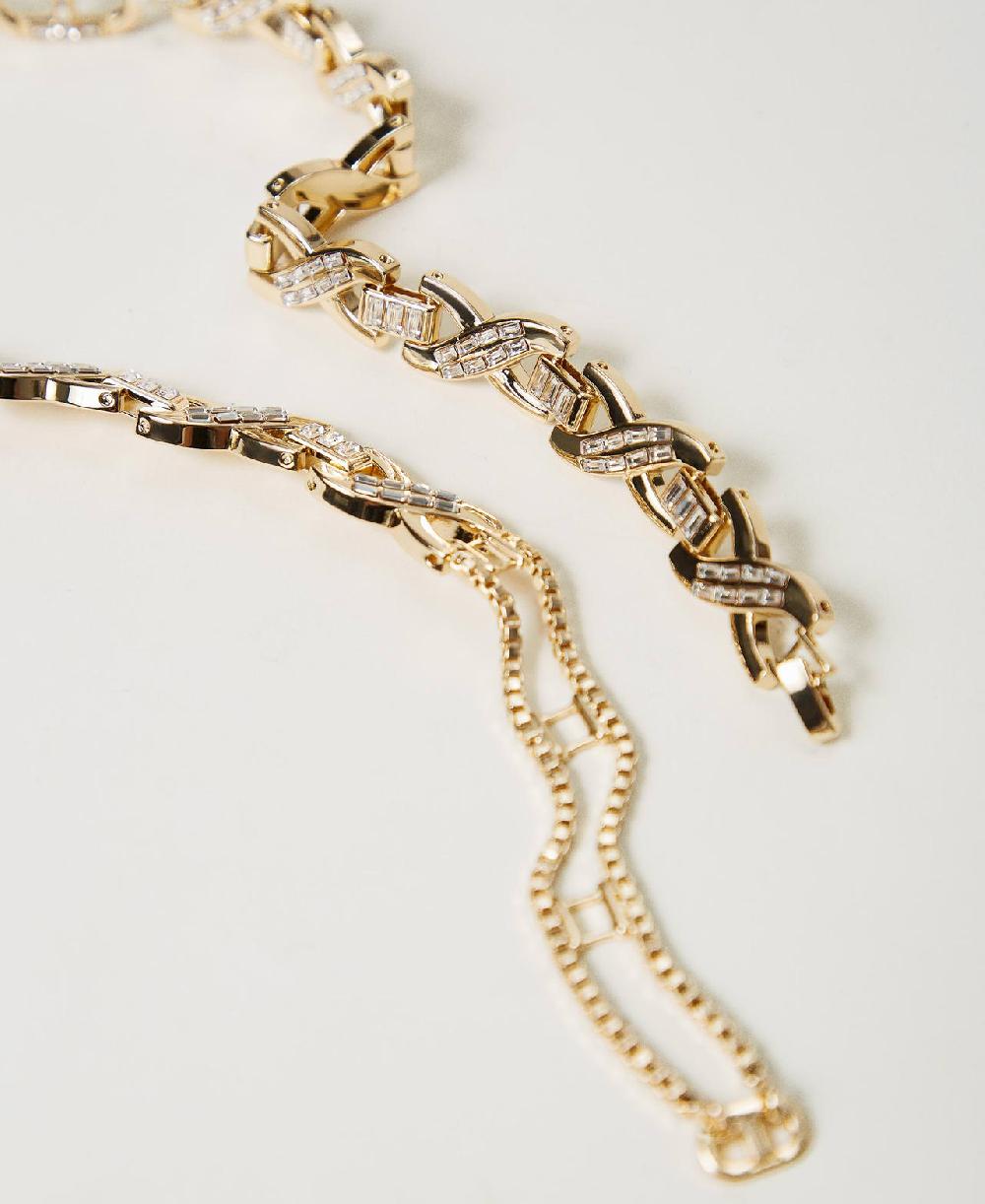 Scee by twin set Collana girocollo con strass e Oval T 2025