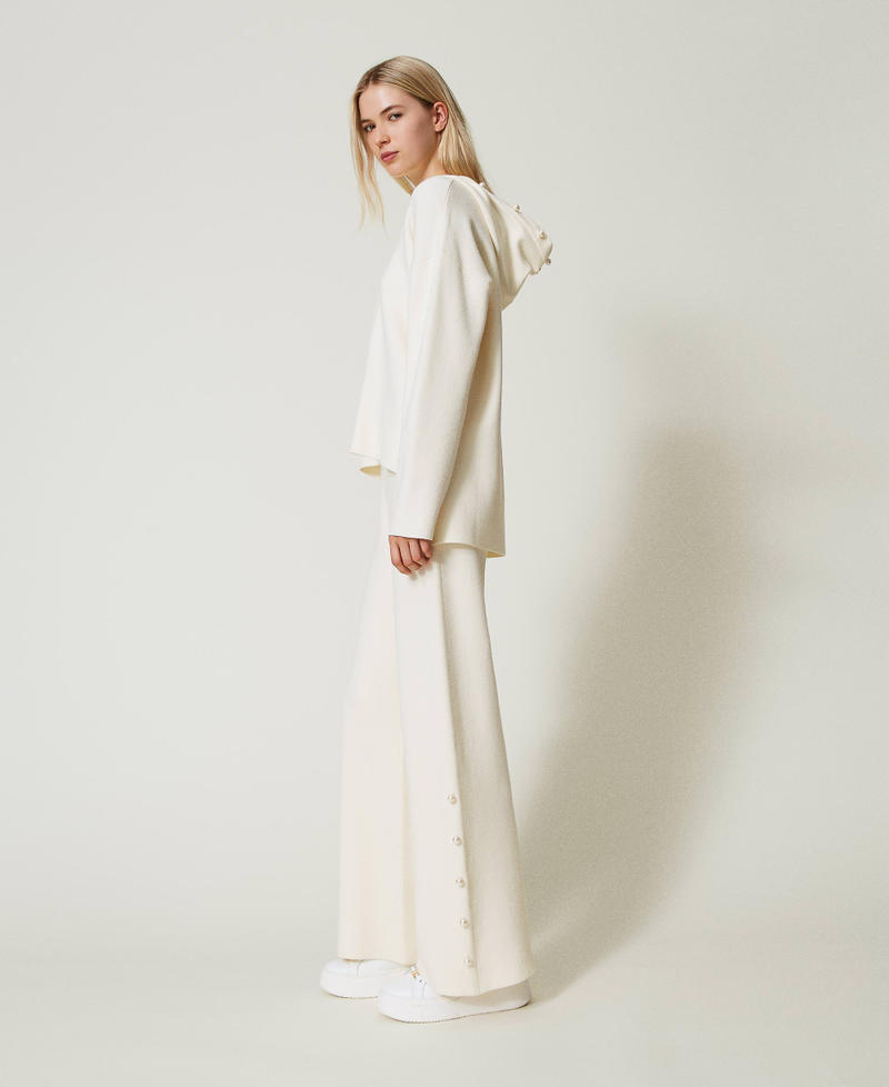 Scee by twin set Pantaloni wide leg in maglia con perle Offerta San Valentino