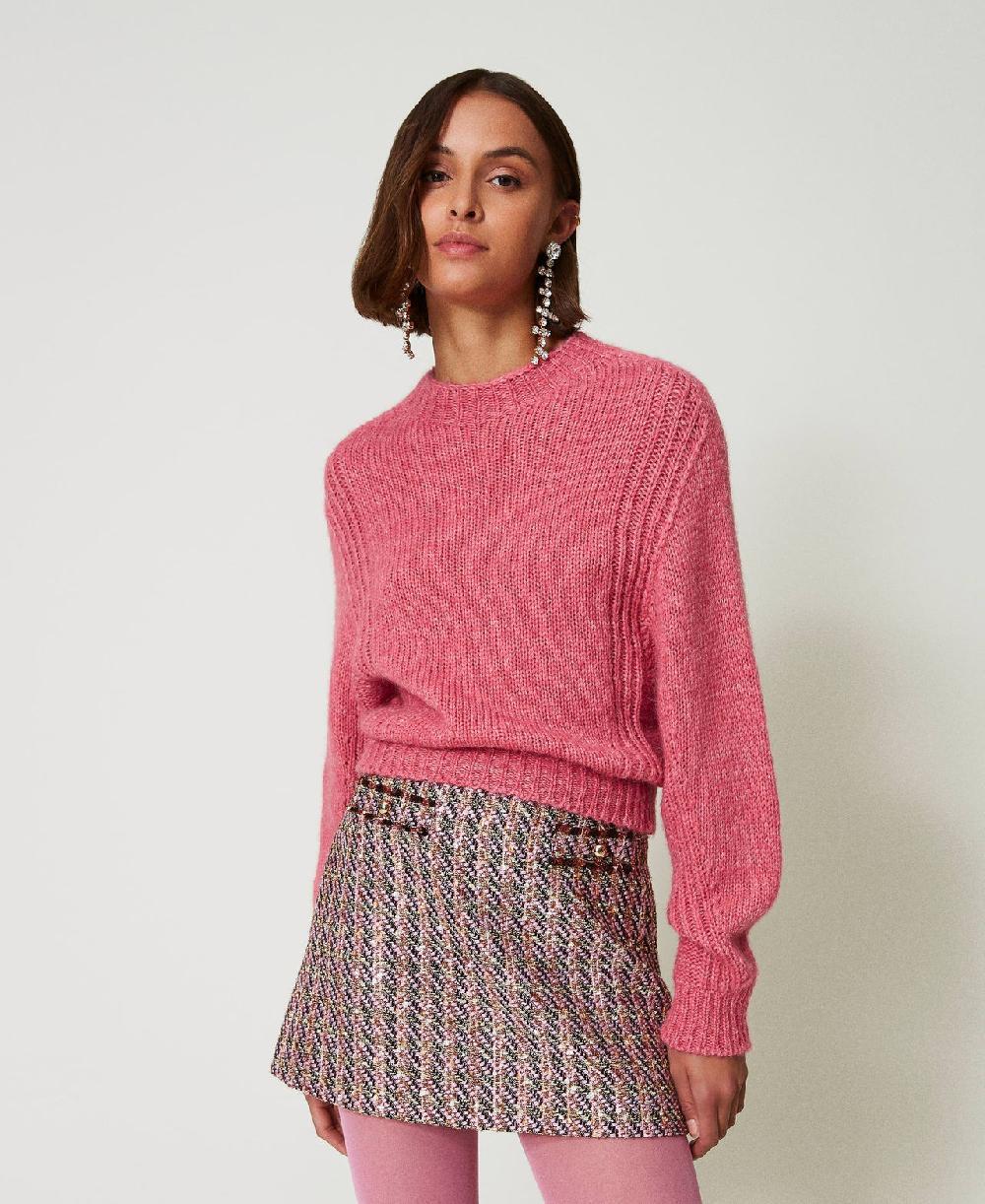 Scee by twin set Maglia lupetto in misto lana seamless Smaltimento dello stoccaggio