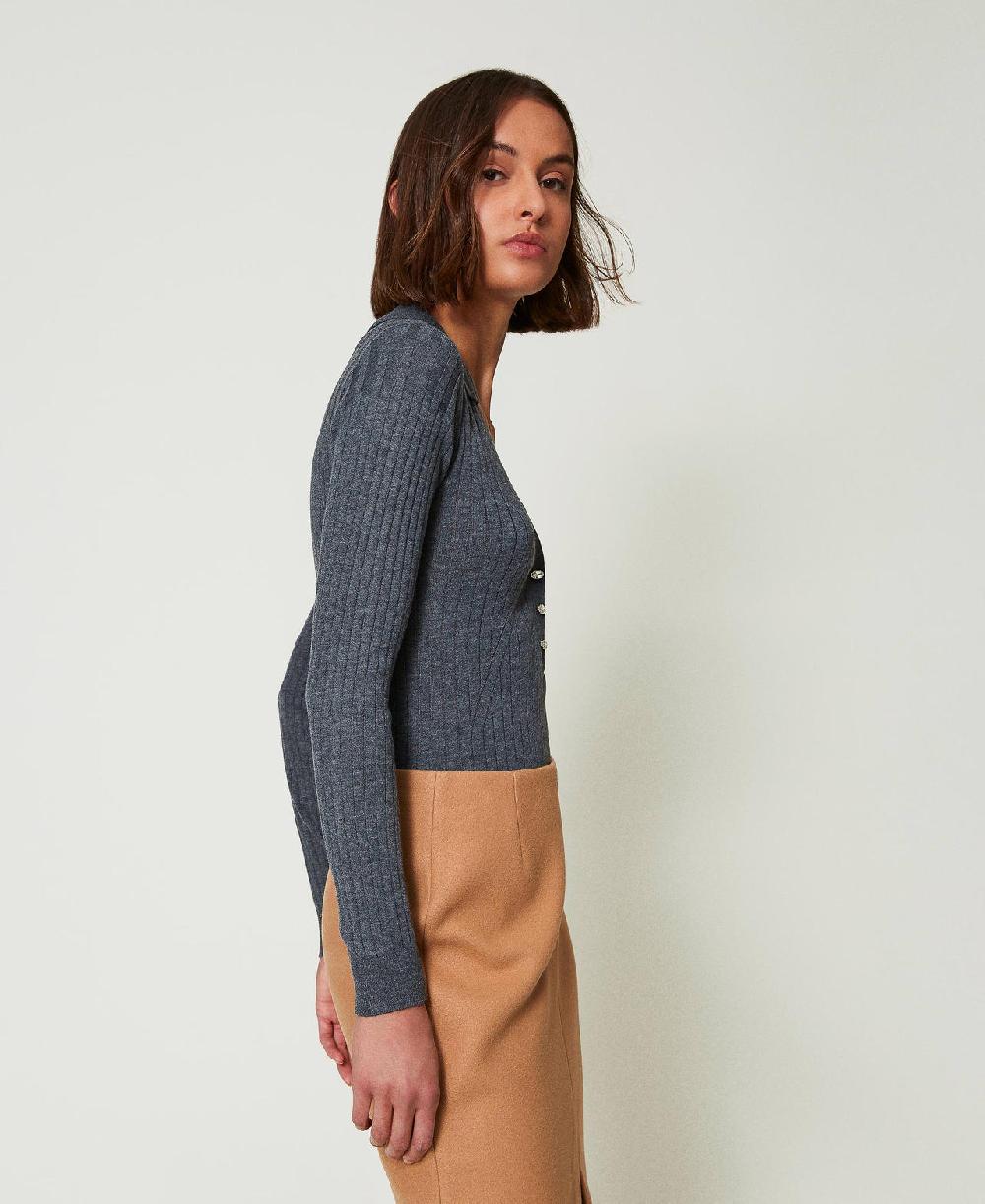 Scee by twin set Maglia a coste con ricamo Prezzo Ridotto