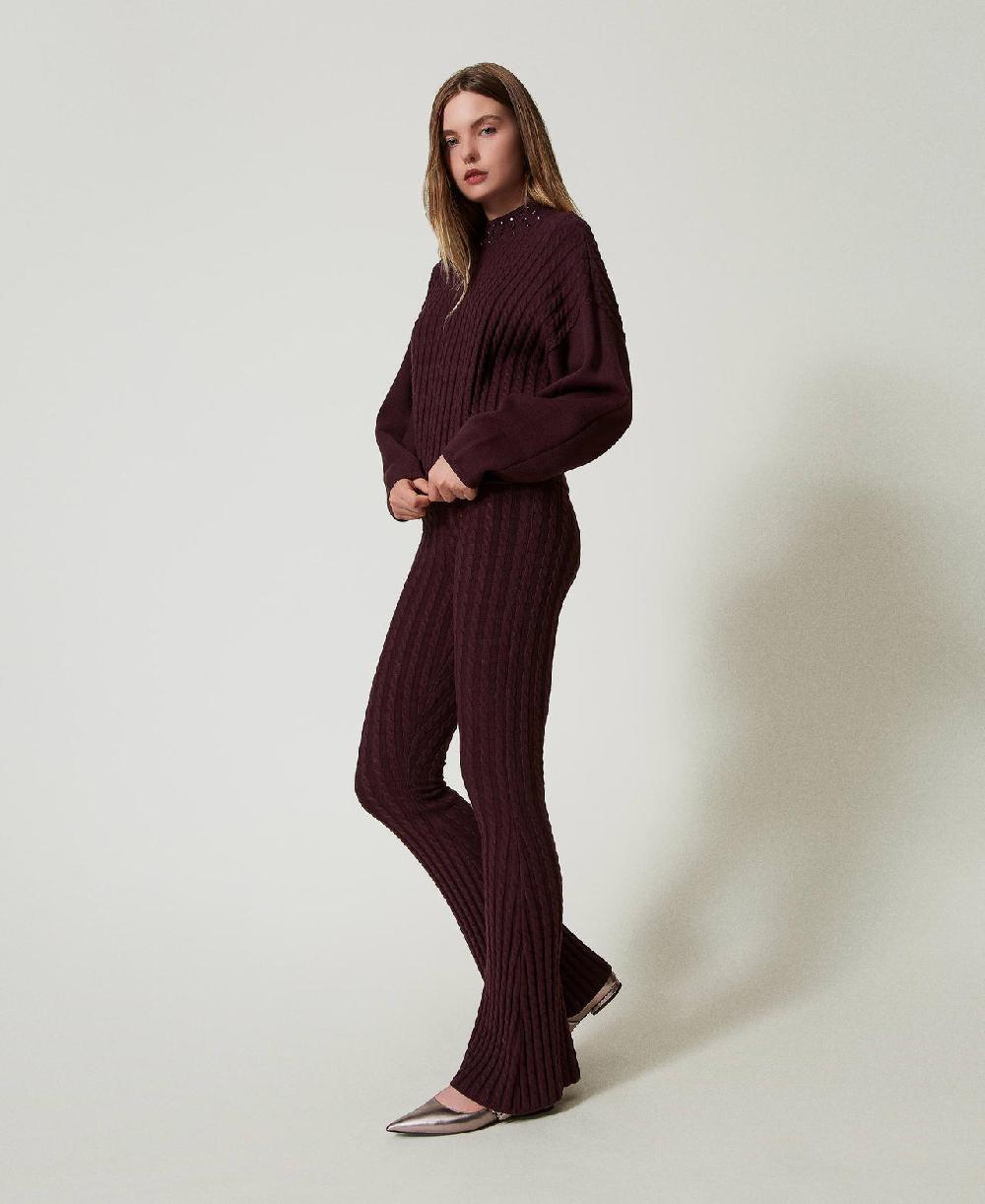 Scee by twin set Pantaloni flare in maglia a trecce Convenienza