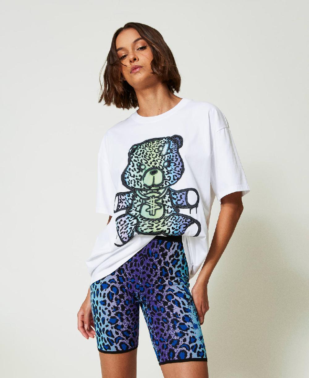 Scee by twin set Shorts biker MYFO in maglia jacquard Saldi