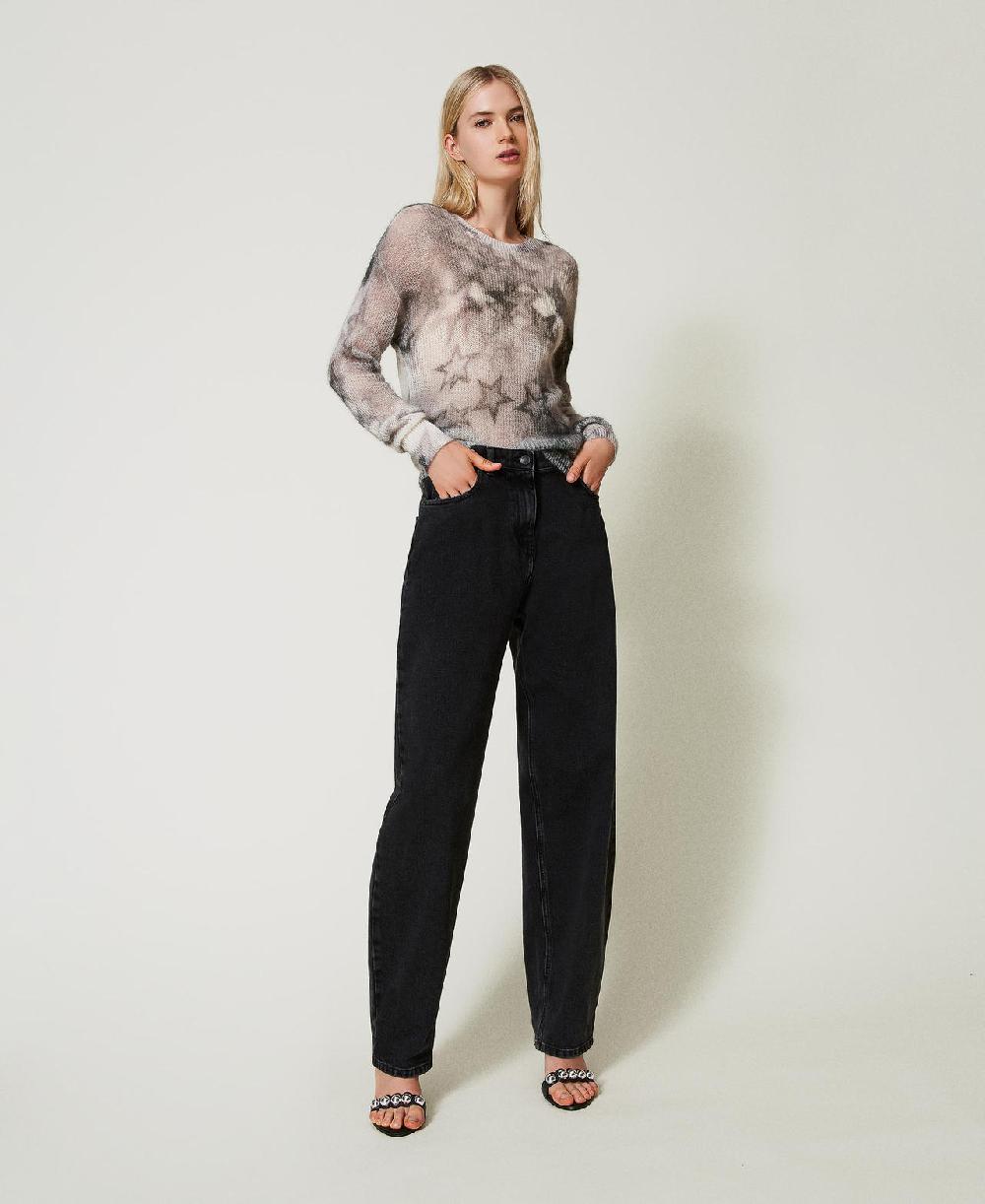 Scee by twin set Jeans nero carrot fit cinque tasche Vendita Calda