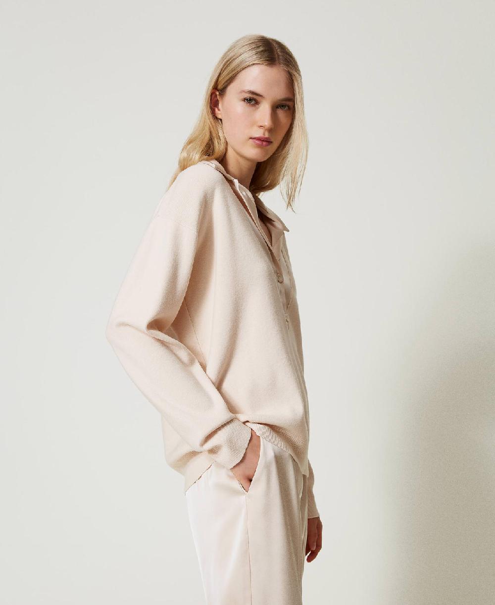 Scee by twin set Maglia con colletto in raso Ritorno libero