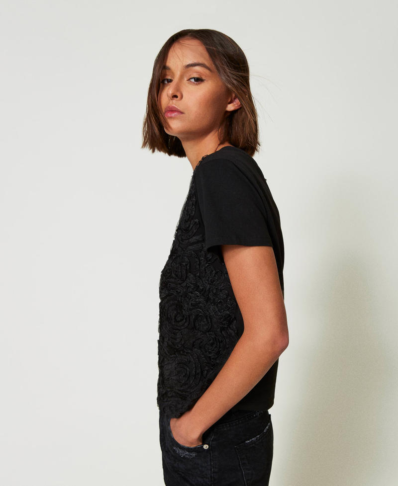 Scee by twin set T-shirt con ricami in organza In Saldo