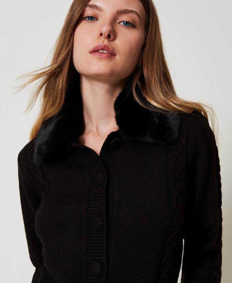 Scee by twin set Cardigan corto con collo in faux fur Moda