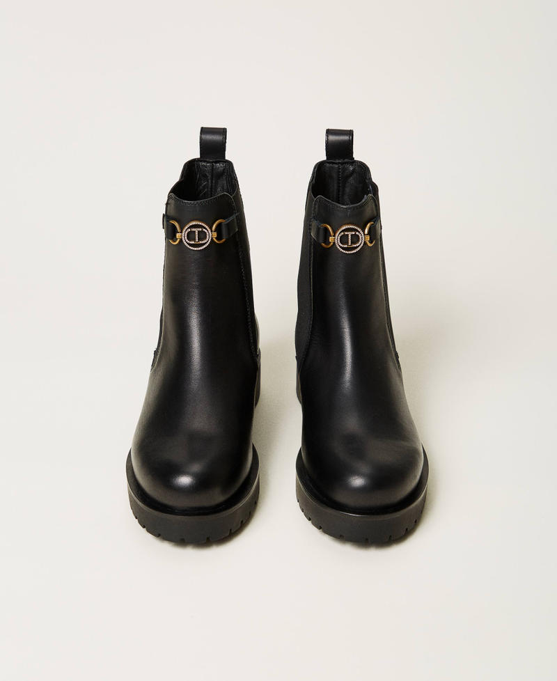 Scee by twin set Stivali chelsea in pelle con Oval T In Linea