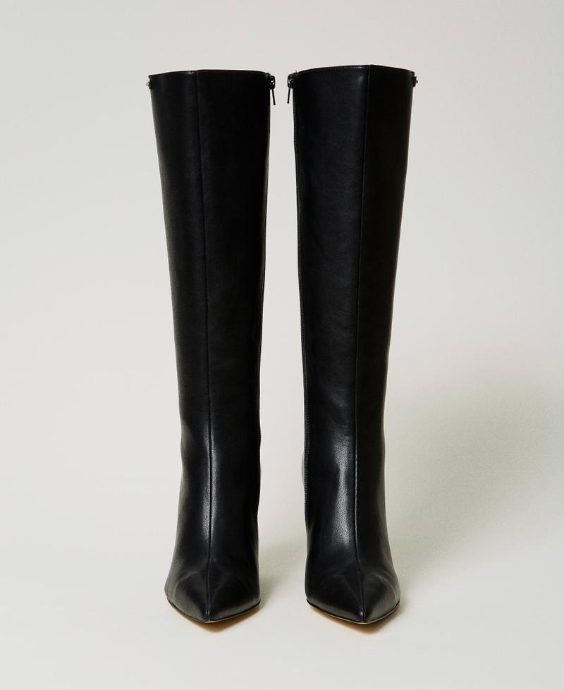 Scee by twin set Stivali alti con zeppa e targhetta logo Shopping Online