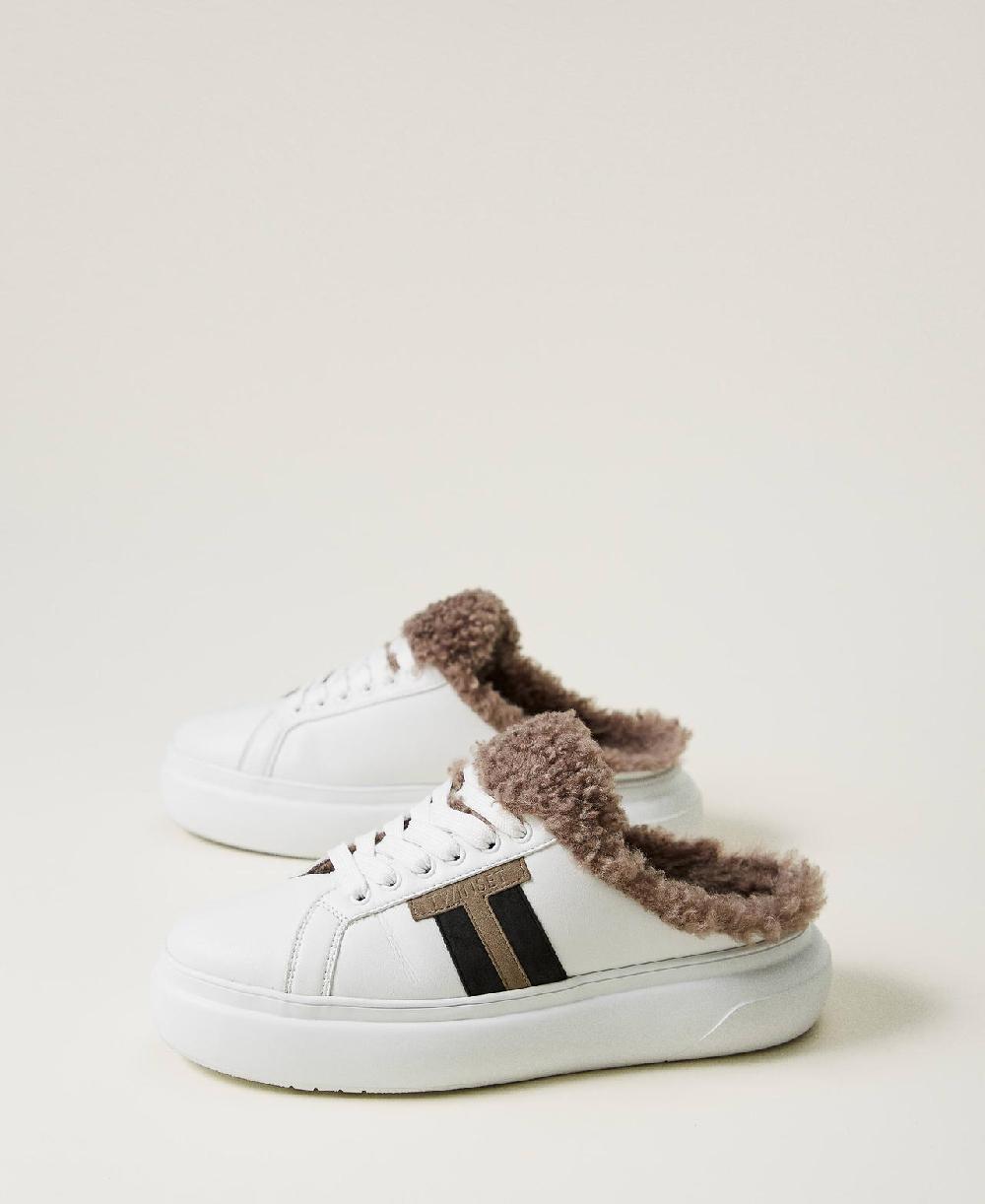 Scee by twin set Sneakers slide con faux fur Saldi