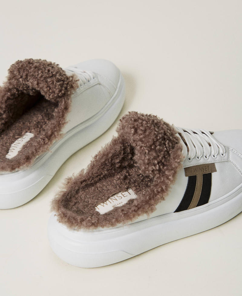 Scee by twin set Sneakers slide con faux fur Saldi