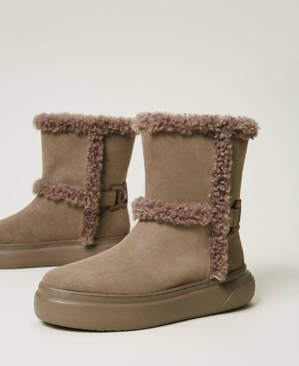 Scee by twin set Stivaletti con dettagli in faux fur Offerte