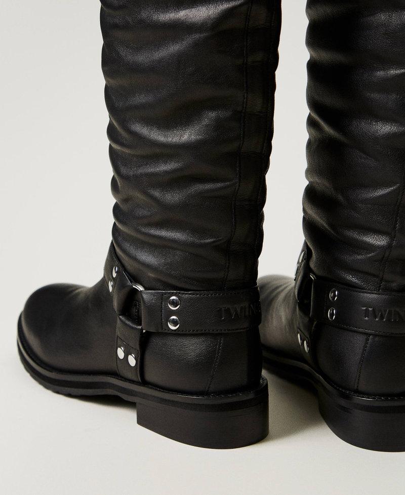 Scee by twin set Stivali alti 'Darcy' in pelle con cinturini Vendita Calda