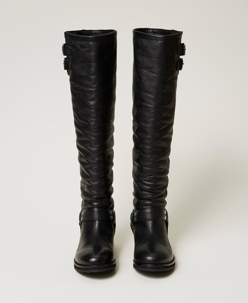 Scee by twin set Stivali alti 'Darcy' in pelle con cinturini Vendita Calda