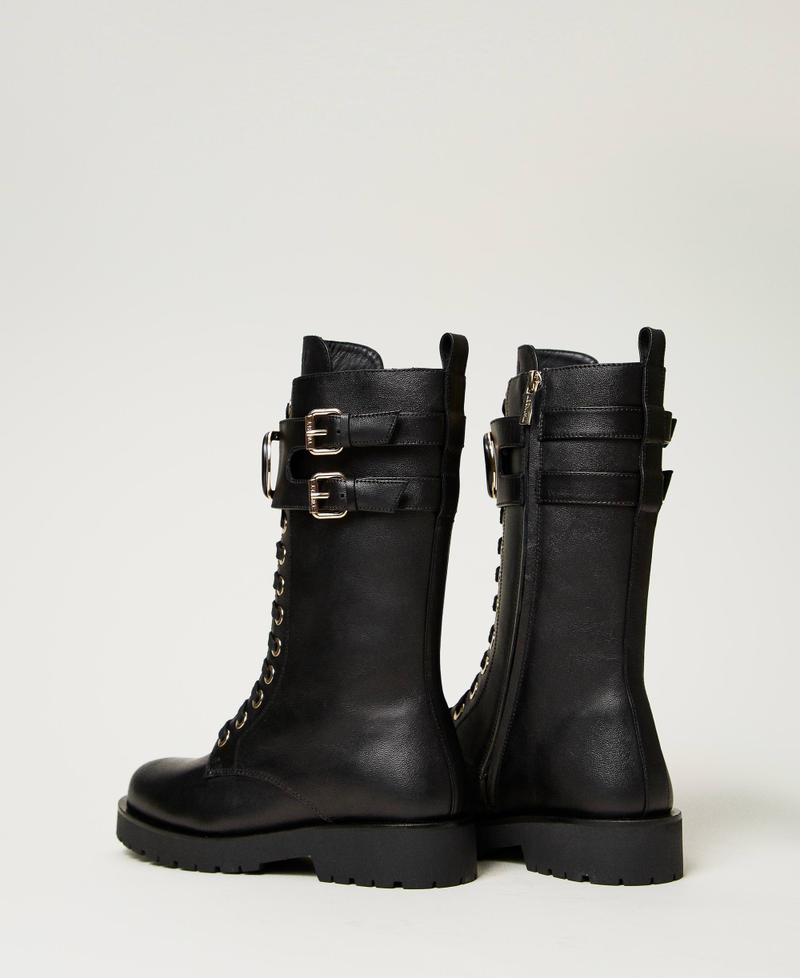 Scee by twin set Anfibi alti in pelle con Oval T Italy