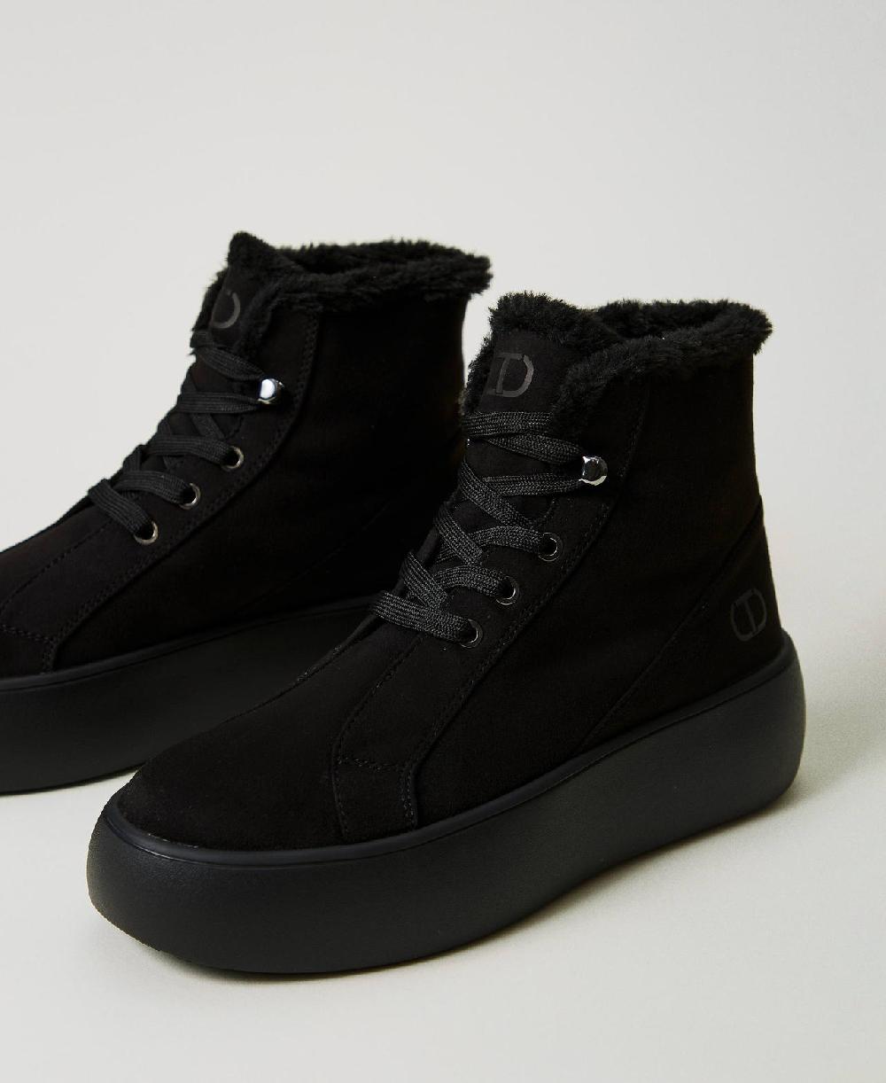 Scee by twin set Sneakers alta con faux fur 2025